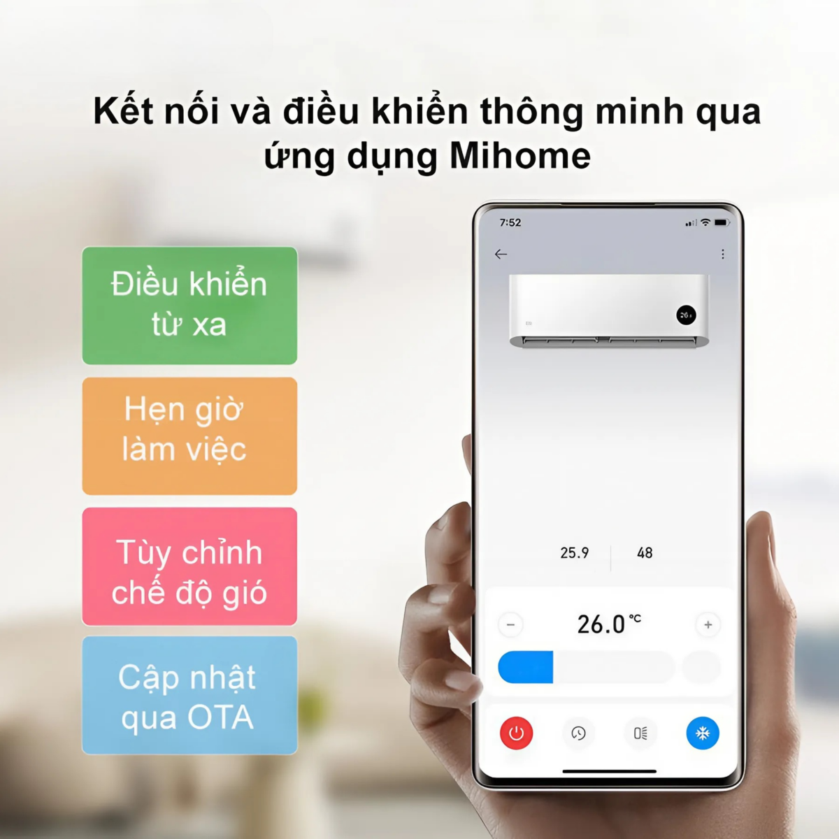 Tiết Kiệm Điện, Mạnh Mẽ Cho Phòng Rộng 40m² – Điều Hòa Xiaomi Inverter D1A2 3HP Chuẩn Đỉnh