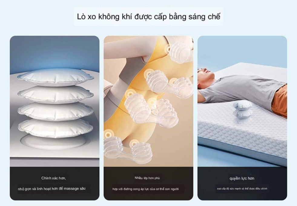 Đệm Massage Túi Khí 5D 8H MTSD: Êm Ái Dưới 40dB & Chất Liệu TPU An Toàn