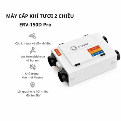 Máy cấp khí tươi biệt thự JamiJ ERV-485D Pro 2 Chiều, Plasma, App Xiaomi