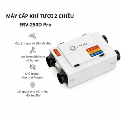 Máy cấp khí tươi biệt thự JamiJ ERV-485D Pro 2 Chiều, Plasma, App Xiaomi