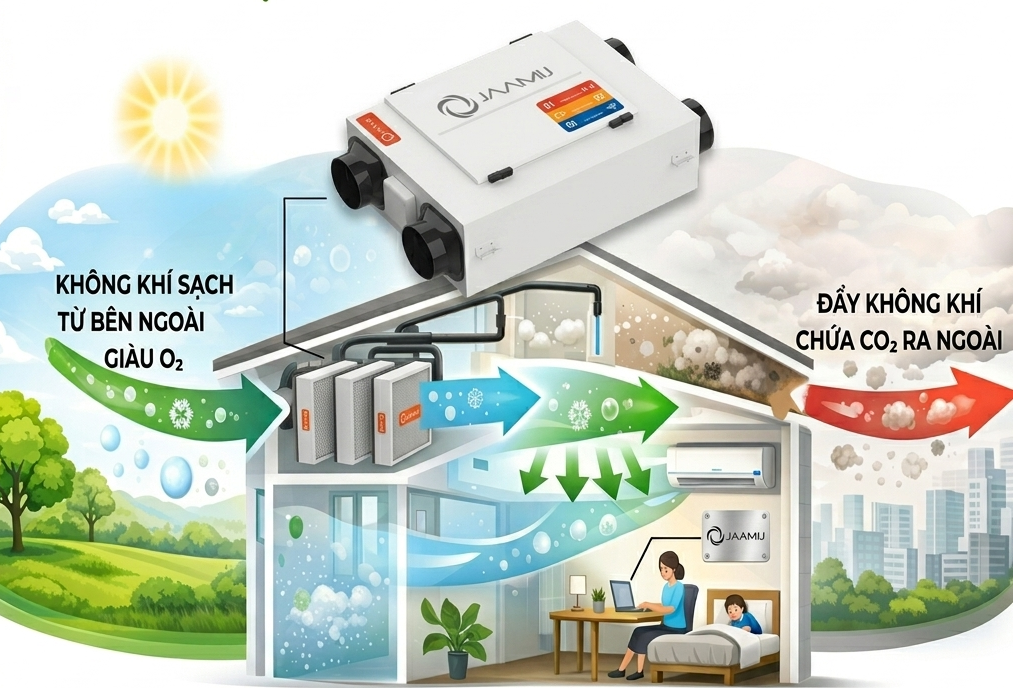 Cơ Chế Tuần Hoàn Khí Hai Chiều JaamiJ ERV-250D Pro