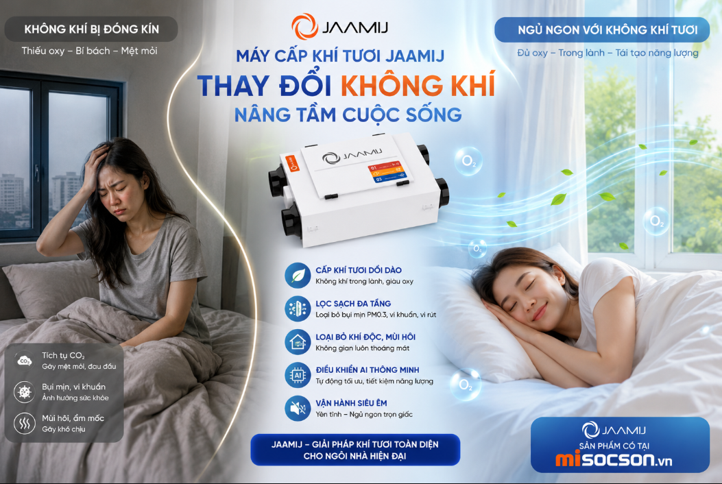 Máy Cấp Khí Tươi 2 Chiều JaamiJ ERV: Chuẩn Mực Êm Ái Cho Không Gian Sạch