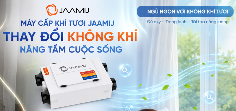 Máy Cấp Khí Tươi 2 Chiều JaamiJ ERV: Chuẩn Mực Êm Ái Cho Không Gian Sạch
