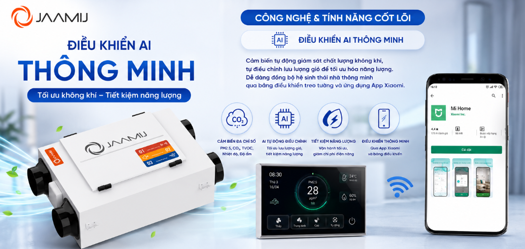 Máy Cấp Khí Tươi JaamiJ ERV Kết Nối App Mi Home: Đỉnh Cao Khí Tươi Thông Minh