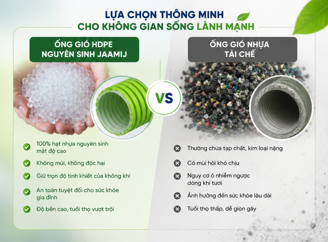 Ống Gió HDPE JaamiJ Nhựa Nguyên Sinh 100% Định Nghĩa Lại Khái Niệm Khí Tươi Tinh Khiết
