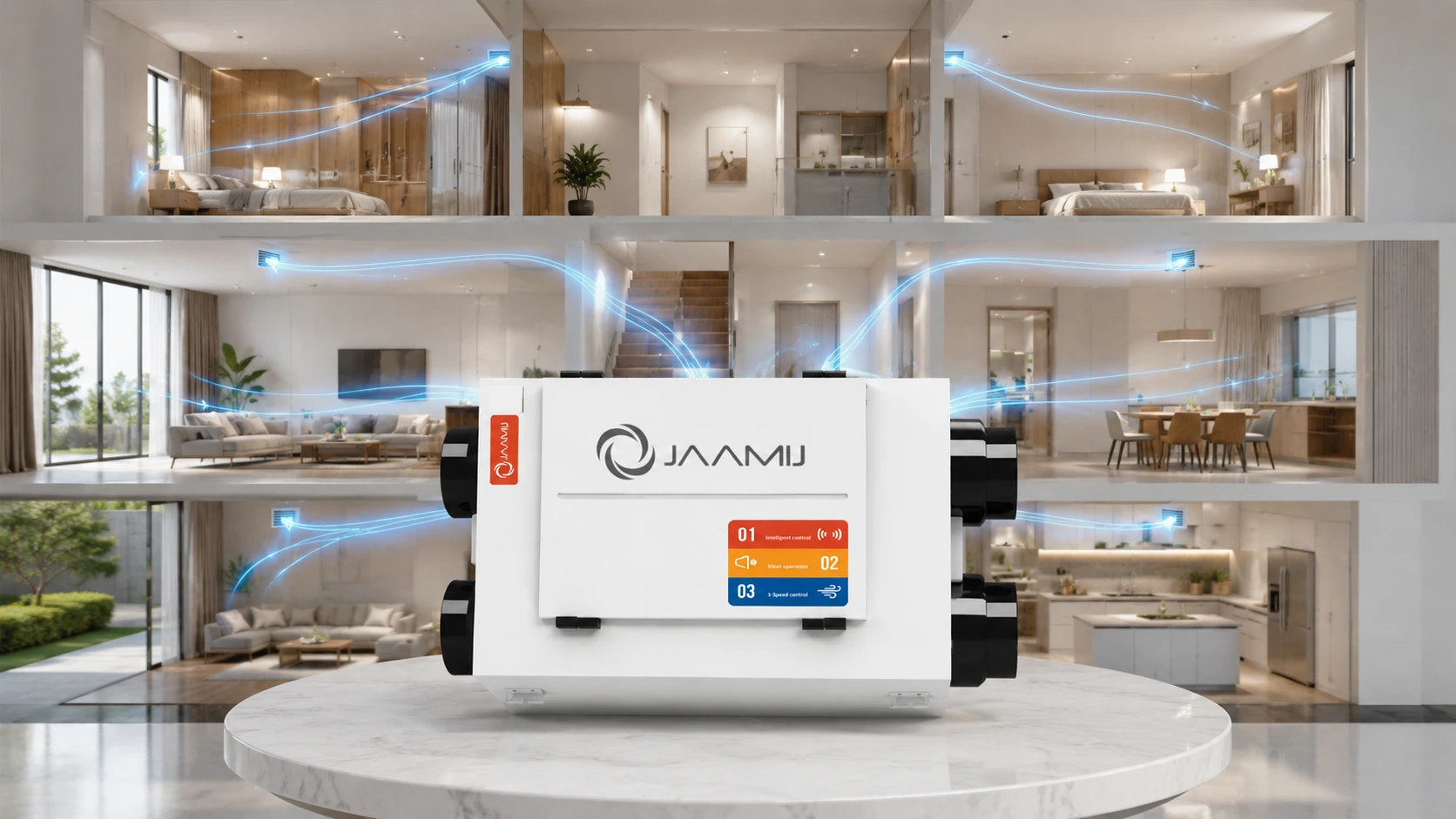 JaamiJ ERV-380D Pro cho nhà phố nhiều phòng kín