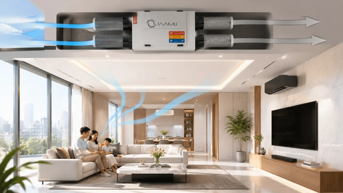 Ảnh đại diện phòng khách dùng máy cấp khí tươi trung tâm JaamiJ ERV-Pro