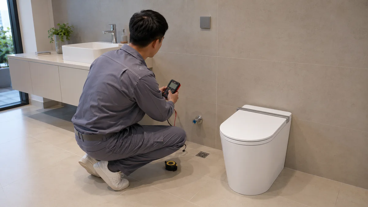 Bồn cầu smart cần ổ điện an toàn trong phòng tắm hiện đại