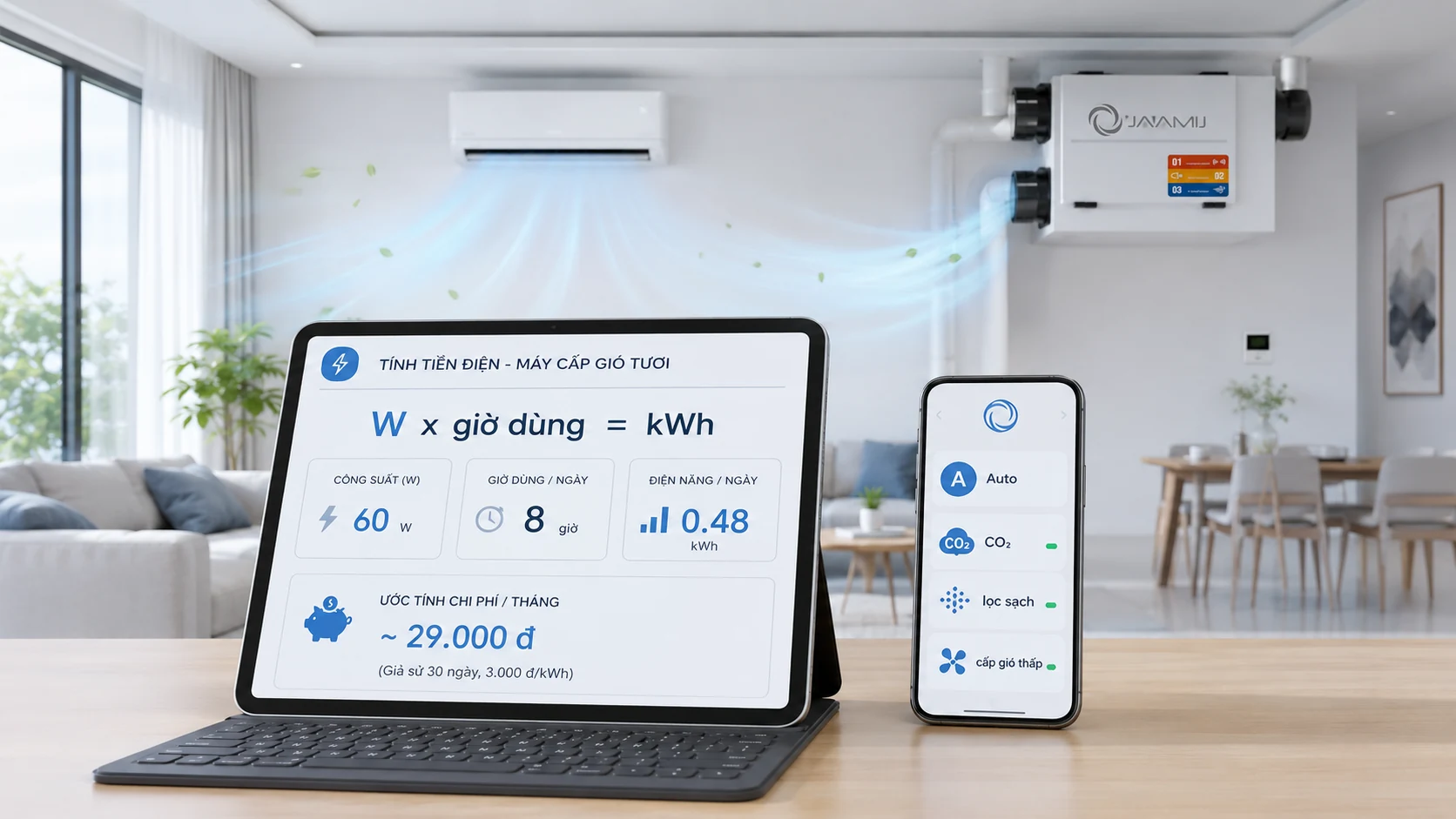 Cách tính tiền điện và dùng máy cấp khí tươi tiết kiệm điện