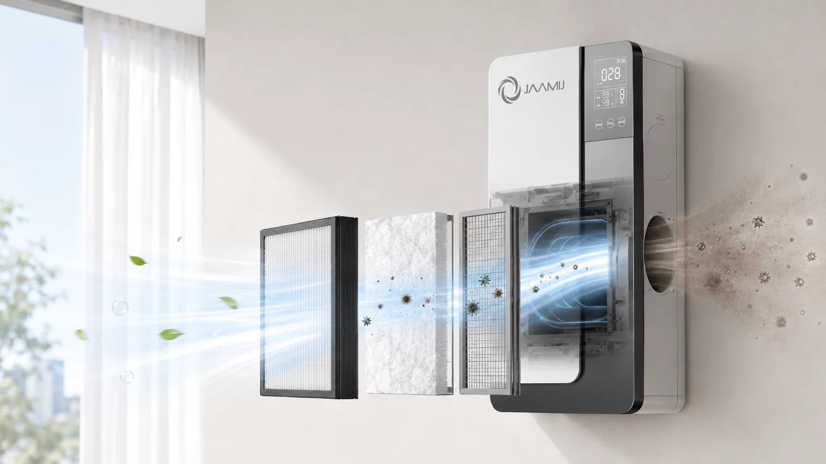 Cảm biến CO2 và lõi thu hồi nhiệt Enthalpy trên JaamiJ ERV-B150 Pro