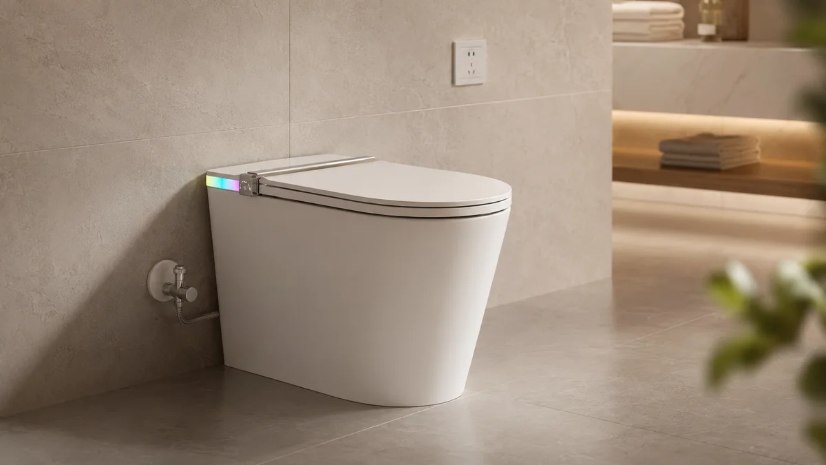 Khu lắp đặt bồn cầu smart có cấp nước và ổ điện an toàn