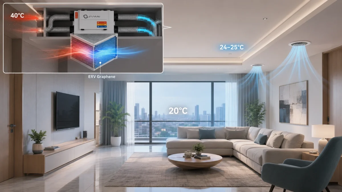 Lõi ERV Graphene JaamiJ ERV-Pro thu hồi nhiệt giúp khí tươi cấp vào phòng điều hòa dễ chịu hơn