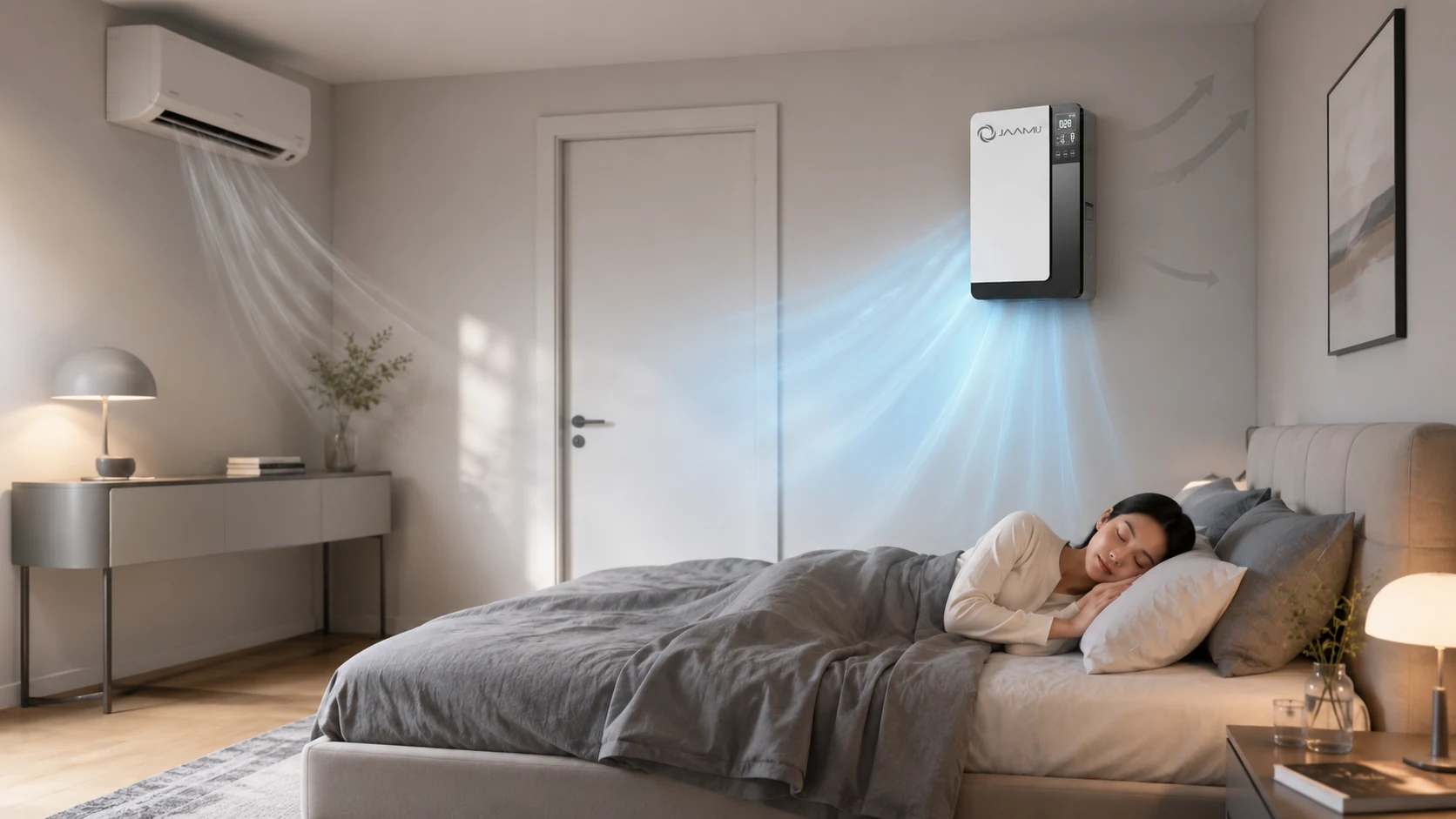 Phòng ngủ bí khí khi bật điều hòa dùng JaamiJ ERV-B150 Pro