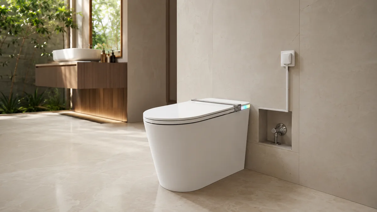 Vị trí cấp nước và ổ điện cần kiểm tra khi lắp bồn cầu thông minh