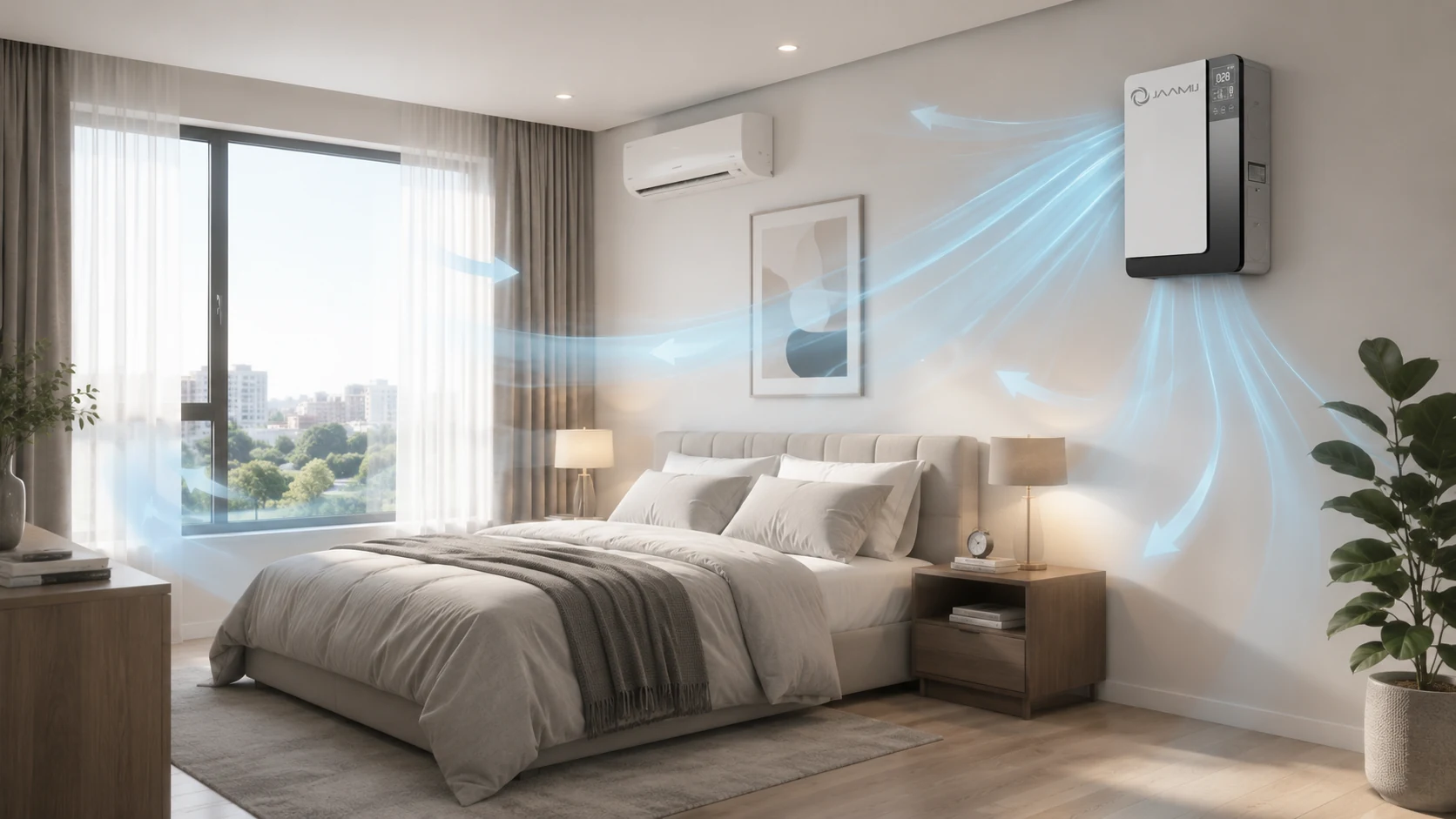 Vị trí lắp máy cấp khí tươi treo tường cho phòng ngủ