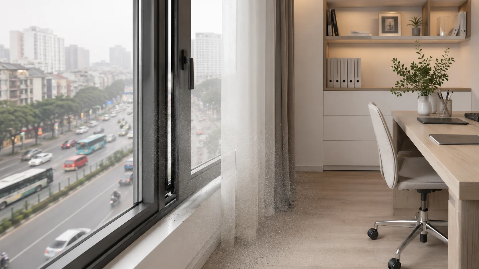 Bụi mịn PM2.5 vào nhà khi mở cửa lấy gió