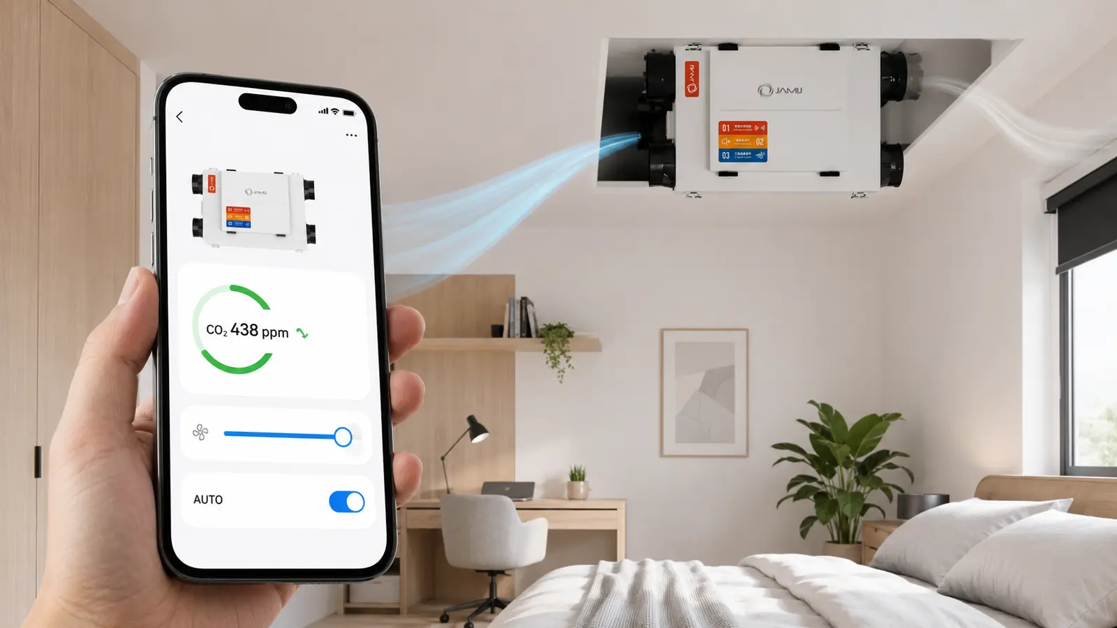 Điều khiển máy cấp khí tươi giảm CO2 qua Xiaomi Home