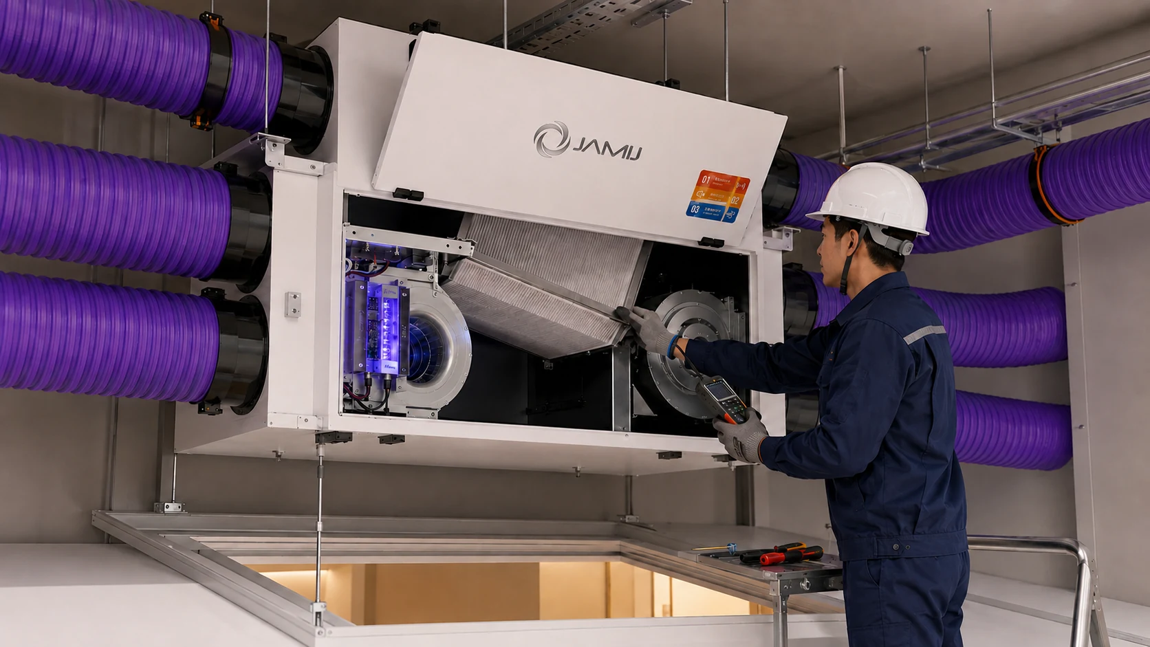 Lắp đặt máy cấp khí tươi JamiJ có modul Plasma cần chừa vị trí bảo trì