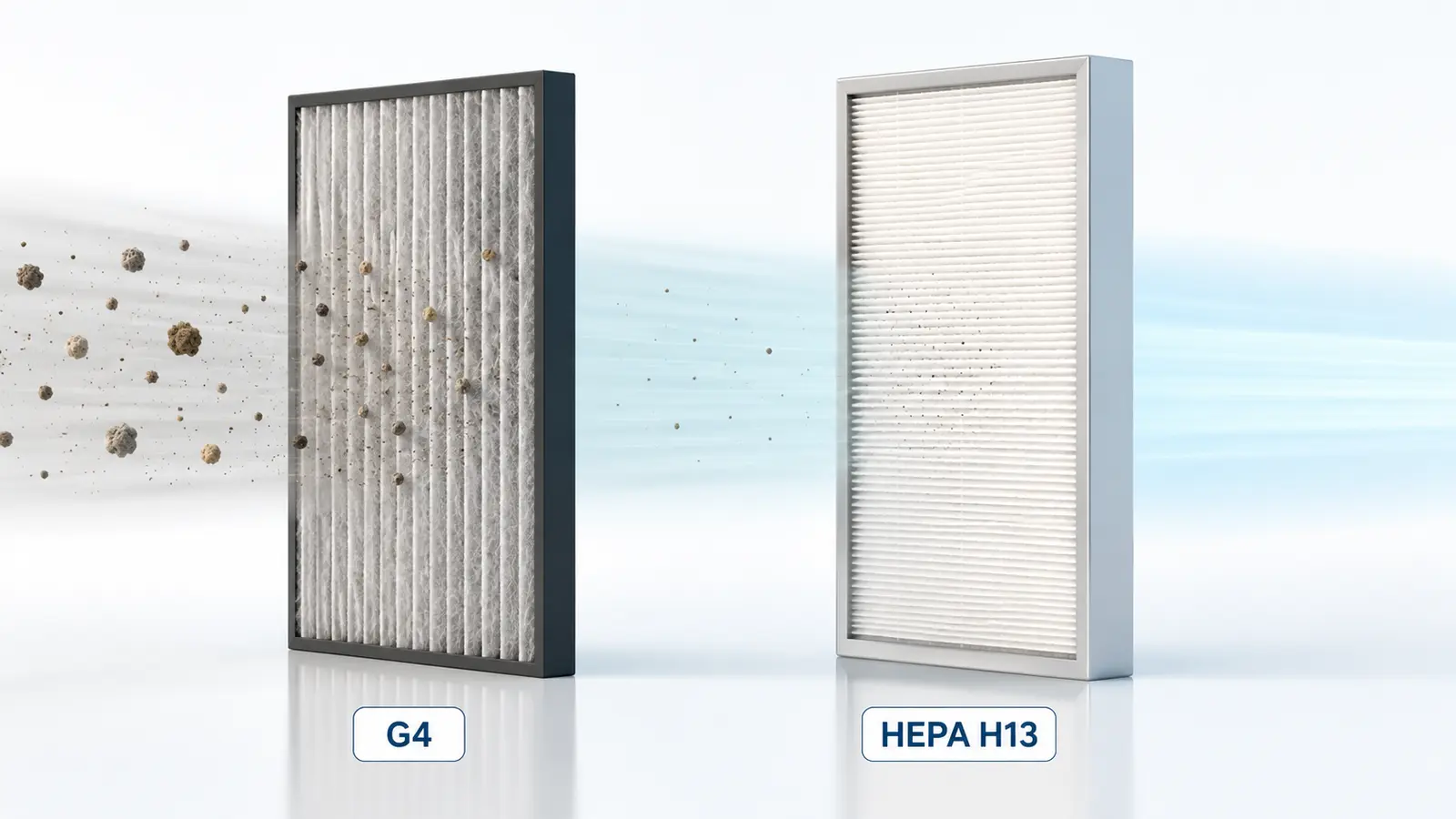 Màng lọc G4 và HEPA H13 trên máy cấp khí tươi