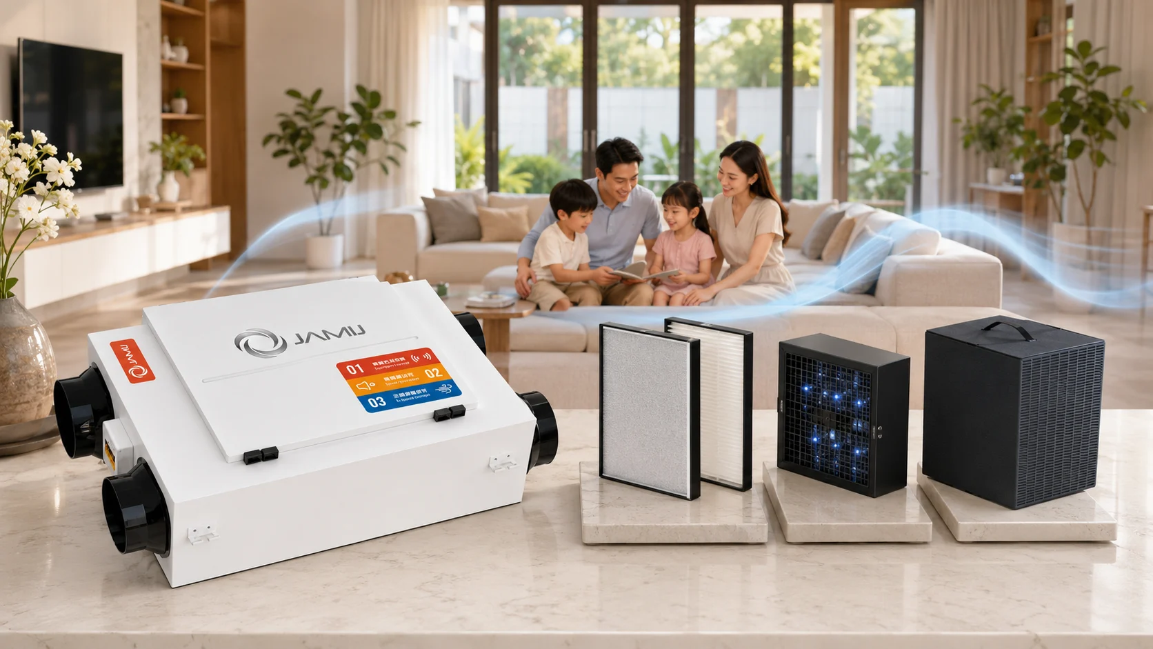 Máy cấp khí tươi gia đình JamiJ với lọc HEPA Plasma Graphene