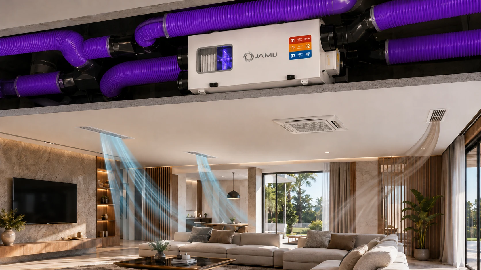 Máy cấp khí tươi JamiJ lọc bụi hút khí tù và hỗ trợ điều hòa