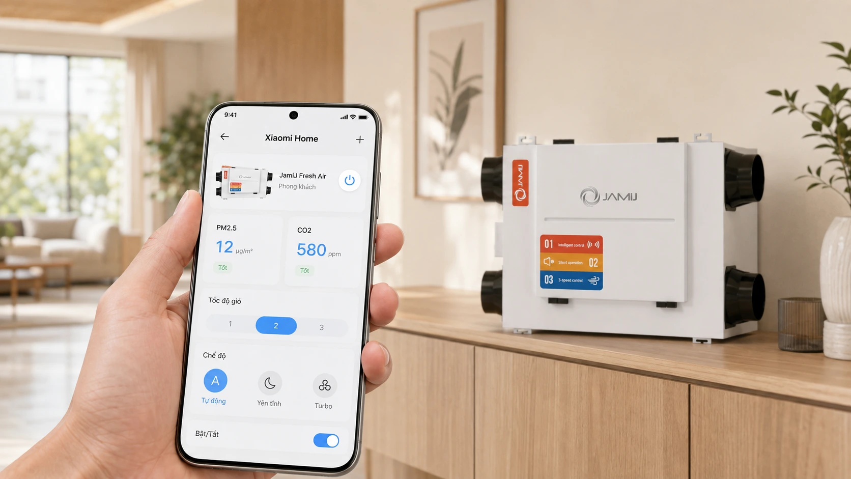 Máy cấp khí tươi kết nối app Xiaomi Home