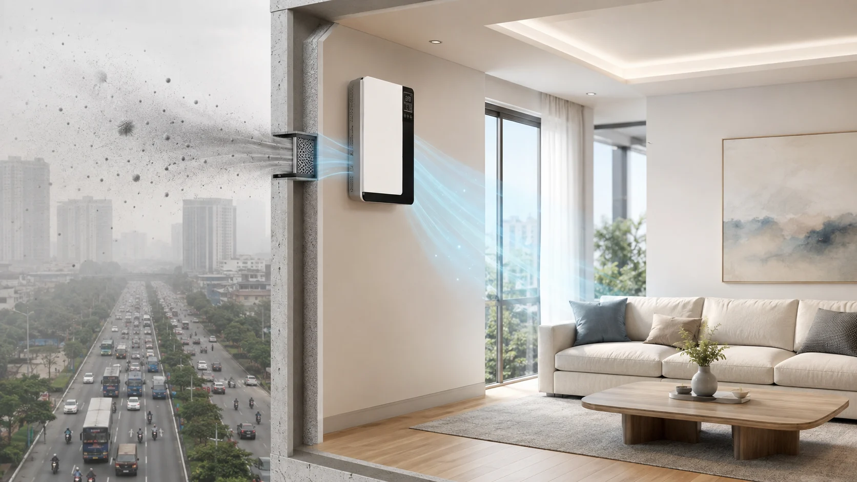 Máy cấp khí tươi lọc bụi mịn cho nhà kín
