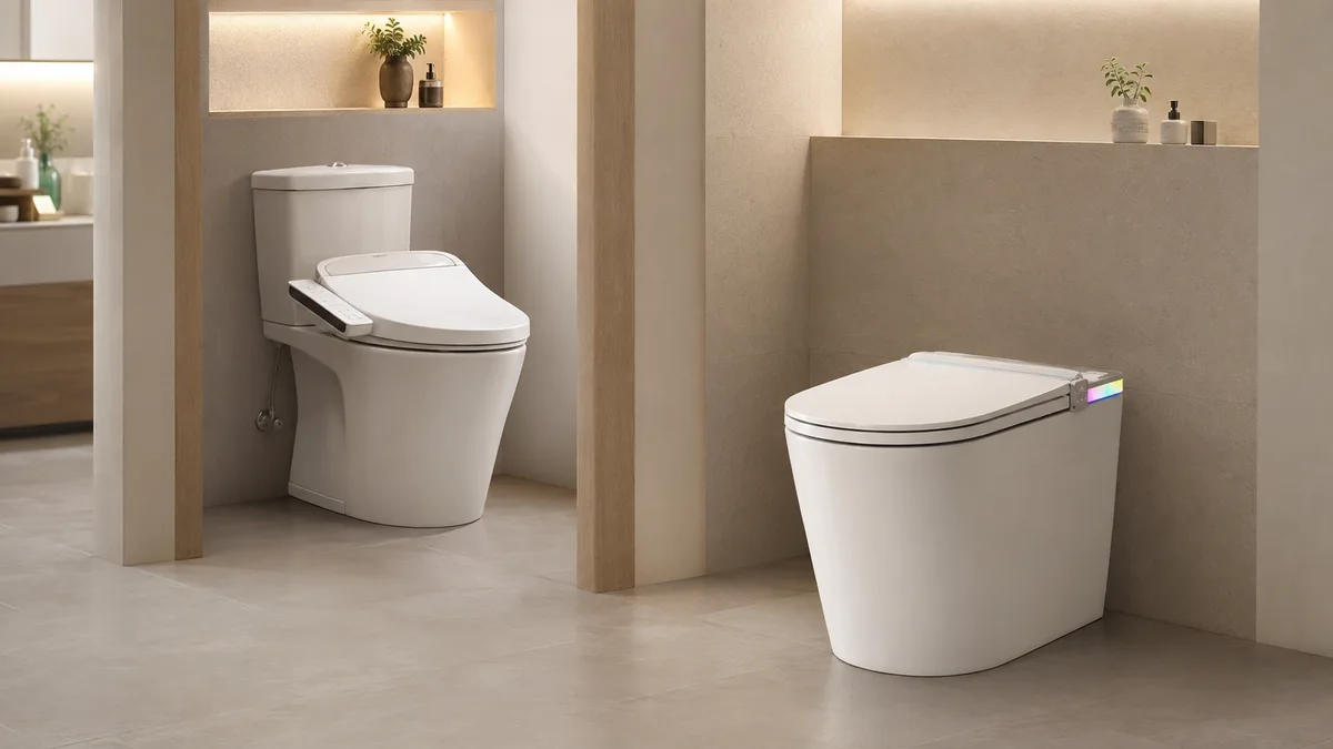 nắp bồn cầu thông minh thay cho bồn cầu cũ