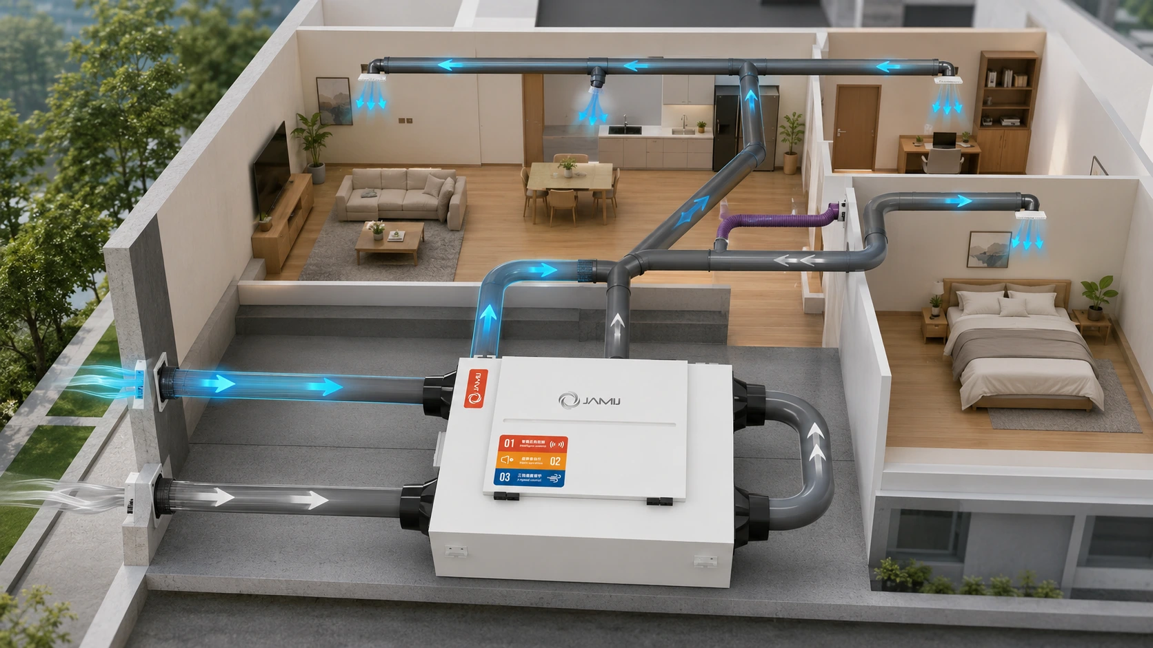 Nguyên lý máy cấp khí tươi đưa không khí sạch vào nhà kín