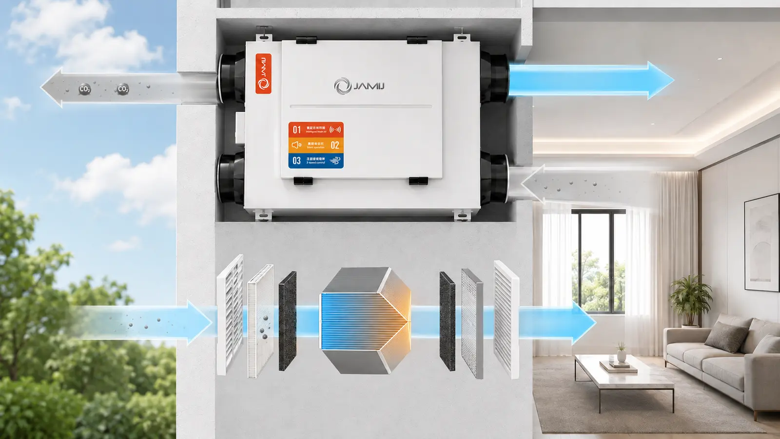 Nguyên lý máy cấp khí tươi giảm CO2