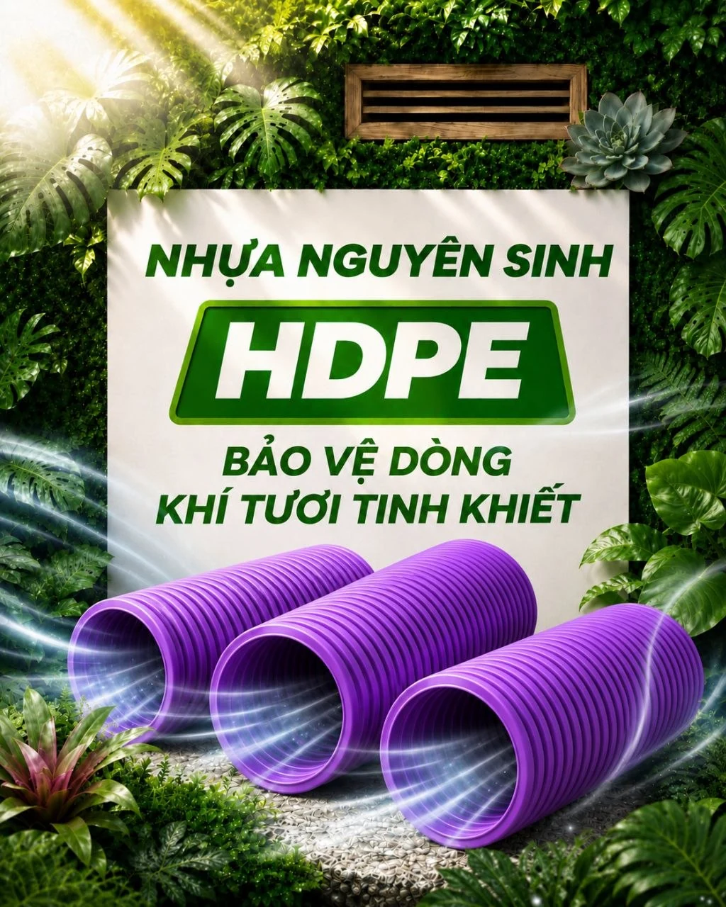 Ống HDPE nguyên sinh cho máy cấp khí tươi