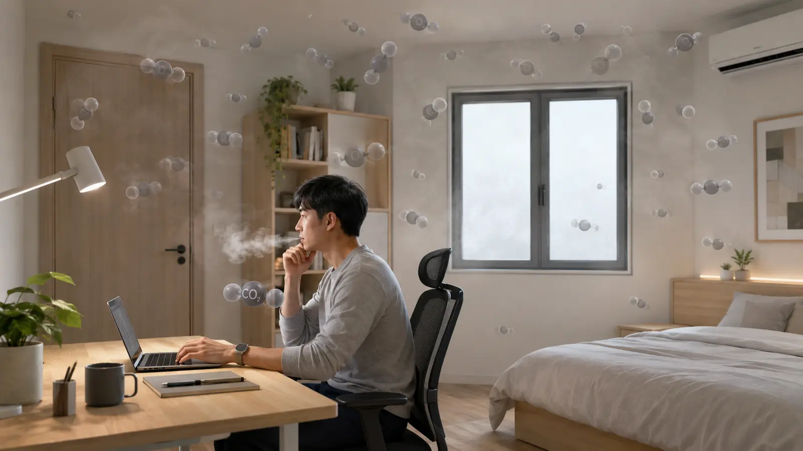 Phòng kín thiếu khí tươi khiến CO2 tăng cao