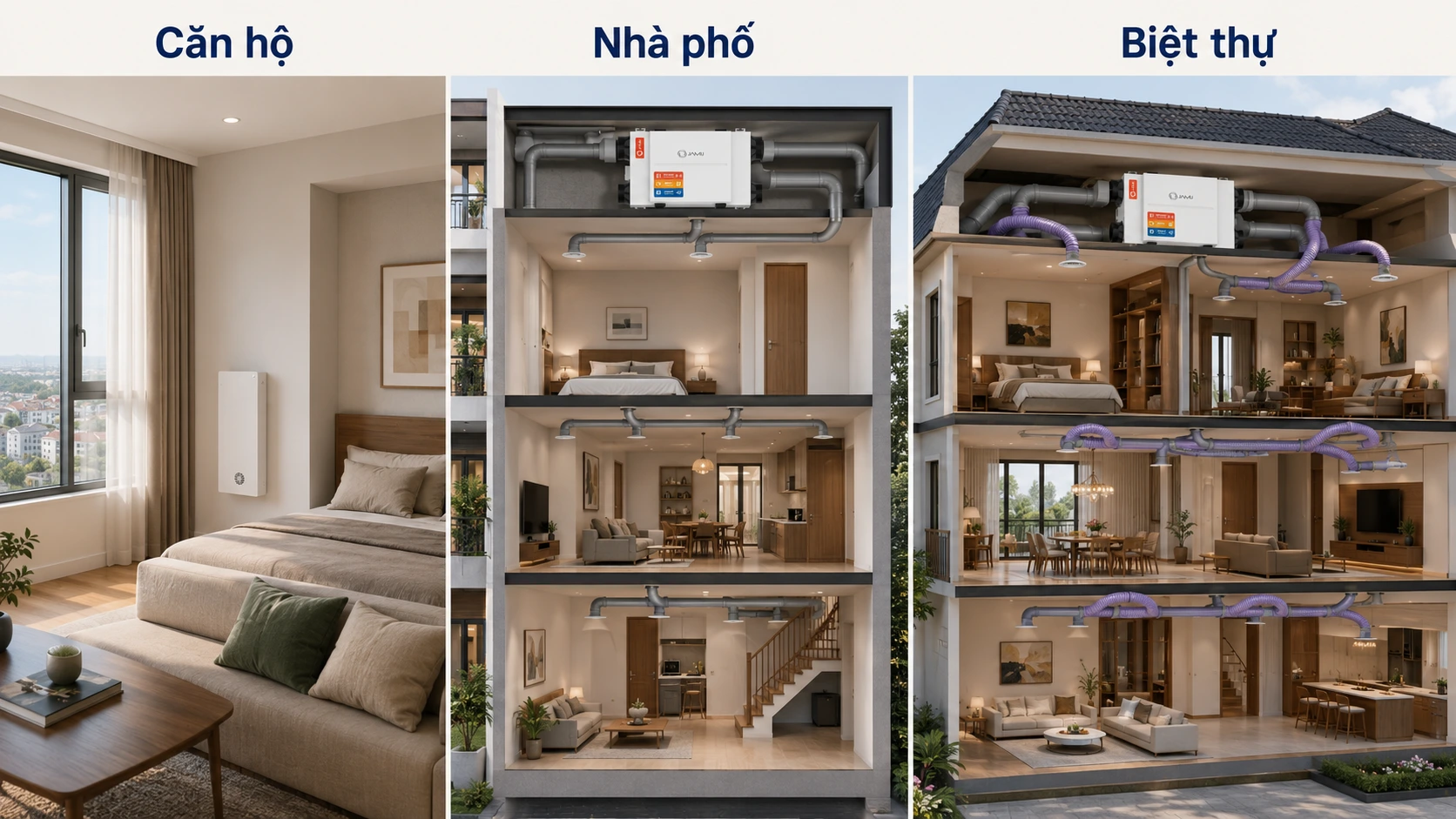 Tư vấn chọn máy cấp khí tươi cho căn hộ nhà phố biệt thự