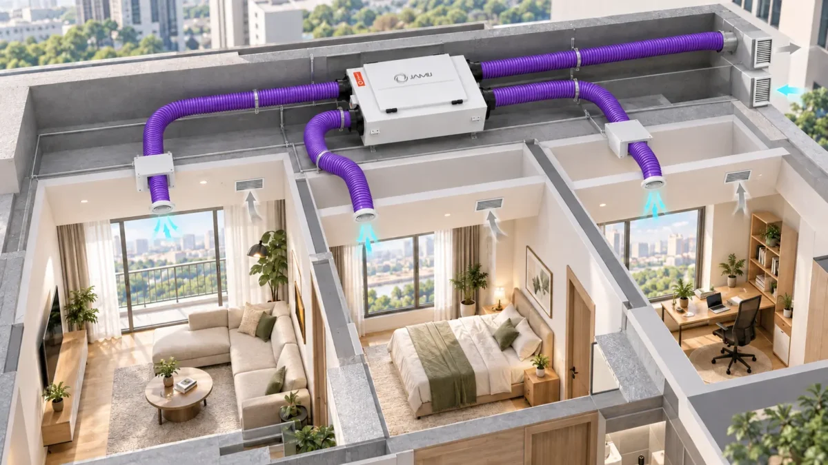 Hệ thống cấp khí tươi trung tâm ERV JamiJ cấp khí cho nhiều phòng