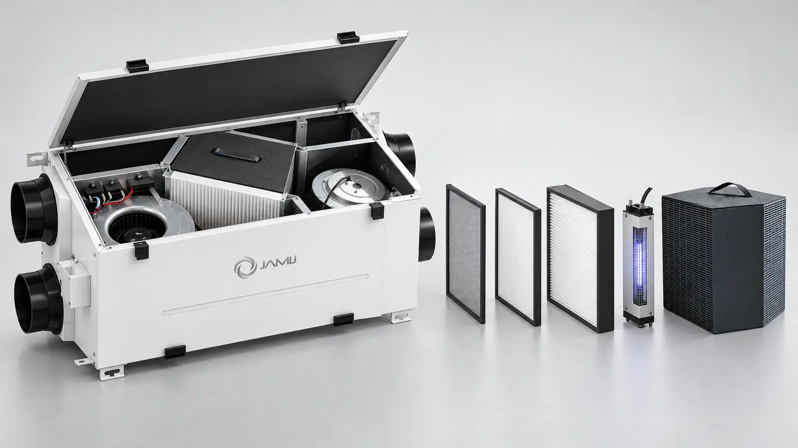 Máy ERV trung tâm JamiJ với bộ lọc nhiều lớp HEPA H13 và Plasma